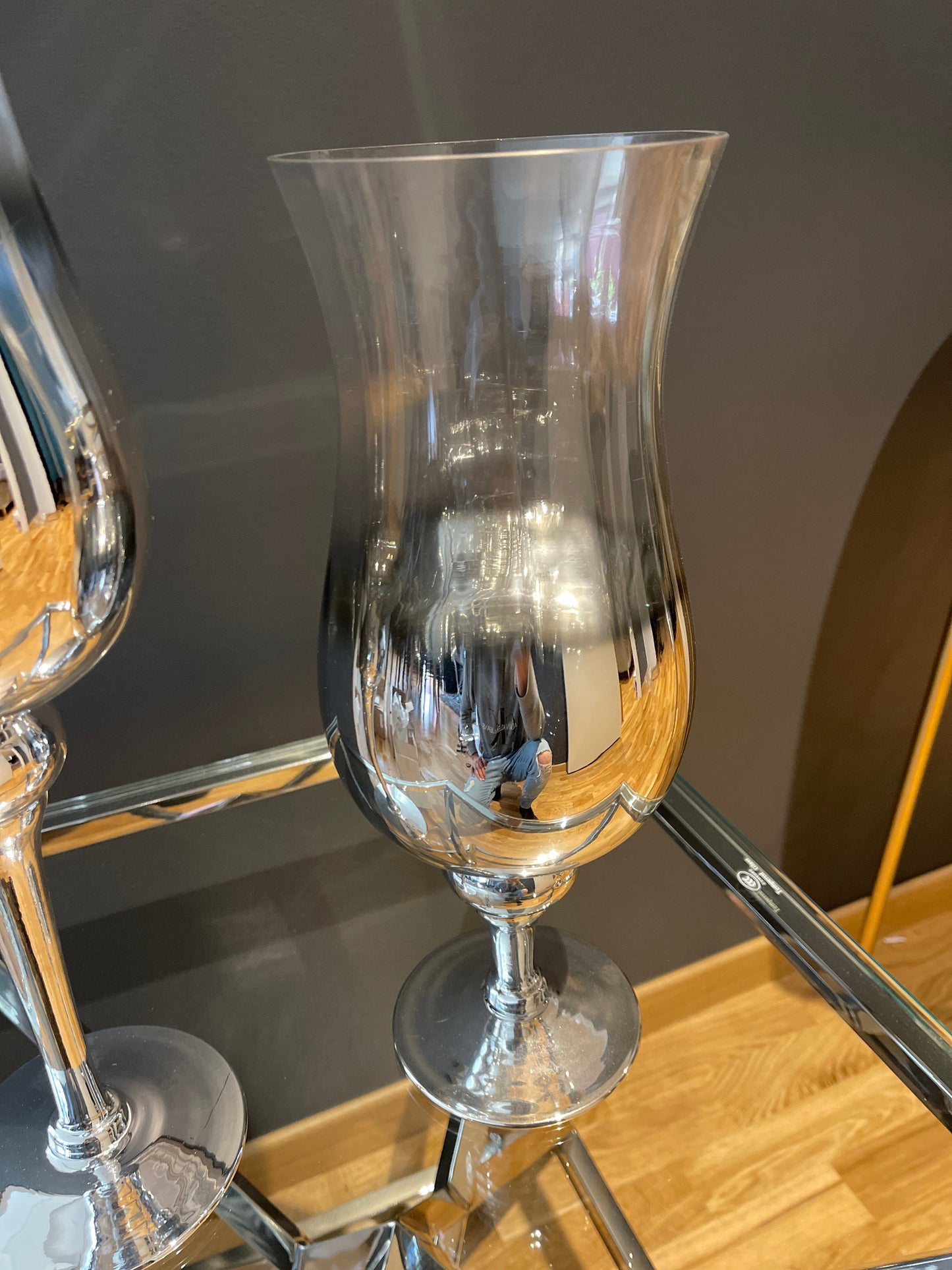 LYSESTAKE SILVER GLASS 35CM
